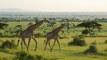 ai gerado foto girafa dentro natural meio Ambiente verde selva ai gerado