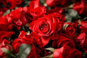 ai gerado fechar-se do rosas florescendo romântico amor dia dos namorados fundo ai gerado foto