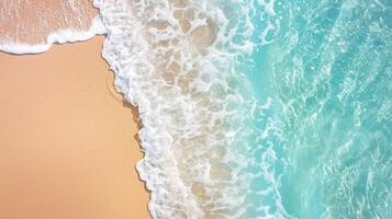 ai gerado sereno imagem captura de praia e oceano, exibindo a encontro ponto do terra e mar ai gerado foto