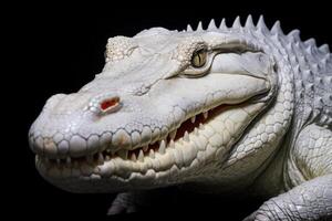 ai gerado albino água salgada crocodilo impressionante falta do pigmentação. foto