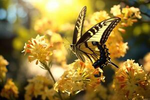 ai gerado borboleta jardim preenchidas com vários colorida espécies foto