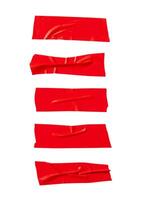 topo Visão do vermelho adesivo vinil fita ou pano fita listras dentro conjunto isolado em branco fundo com recorte caminho foto
