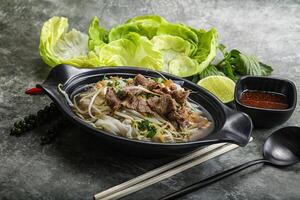 vietnamita tradicional sopa pho bo com carne foto