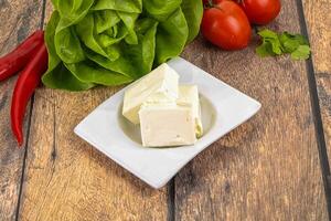 grego tradicional feta queijo dentro a prato foto