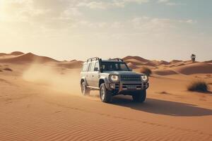 ai gerado fora da estrada deserto safári dentro a dubai deserto foto