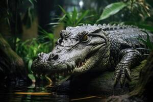 ai gerado sungei bulohs estuarino crocodilo dentro Cingapura foto