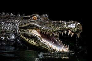 ai gerado crocodilo Fazenda dentro Tailândia jardim zoológico vitrines feroz anfíbio. foto