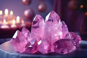 ai gerado cura com reiki chakra e Rosa quartzo foto