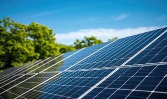 ai gerado solar painéis, fotovoltaica, alternativo eletricidade fonte - conceito do sustentável Recursos foto