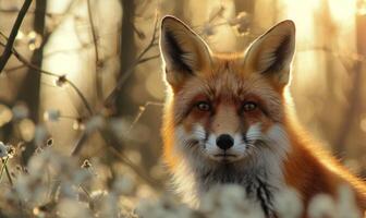 ai gerado vermelho Raposa dentro a outono floresta. lindo selvagem animal dentro natureza. foto