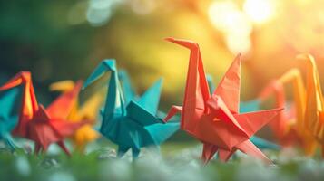 ai gerado origami zoológico, fundo imagem, generativo ai foto