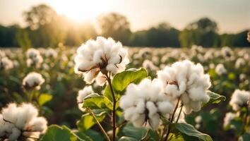 ai gerado algodão flor ramo em natureza foto