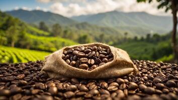 ai gerado café colheita em plantação foto