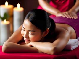 ai gerado relaxante mulher dentro spa terapia massagem quarto - gerado imagem foto