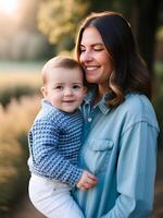 ai gerado feliz mãe com dela filho - ai gerado foto