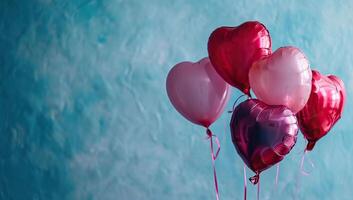 ai gerado dia dos namorados dia fundo com vermelho e Rosa em forma de coração balões foto