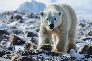 ai gerado norte branco polar Urso dentro selvagem natureza, selvagem animal dentro habitat foto