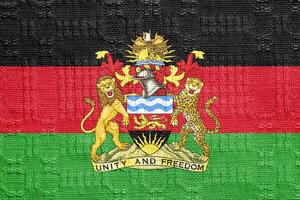 bandeira e casaco do braços do república do malawi em uma texturizado fundo. conceito colagem. foto