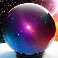 ai gerado fantasia generativo ai formismo de vidro. espaço, nebulosa, terra estão contido dentro uma vidro esfera. foto