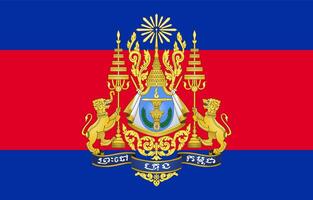 a oficial atual bandeira e casaco do braços do reino do Camboja . Estado bandeira do Camboja textura. ilustração. foto