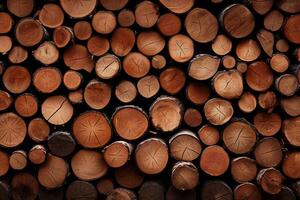 ai gerado fundo do pilha empilhado cortar árvore Histórico, natural de madeira madeira roupa de baixo textura foto