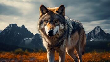 ai gerado Lobo Alto qualidade imagem foto