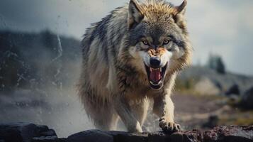 ai gerado Lobo Alto qualidade imagem foto