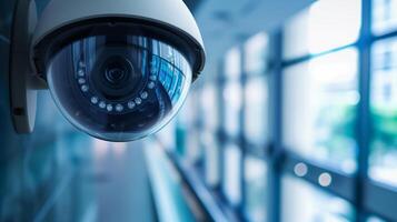 ai gerado cctv Câmera dentro uma banco, moderno financeiro segurança foto