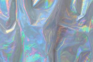 na moda holográfico fundo.prata metálico iridescente background.pastel colori holográfico textura dentro Rosa tolet, prata e verde cores.colorido cromada tecido.i foto