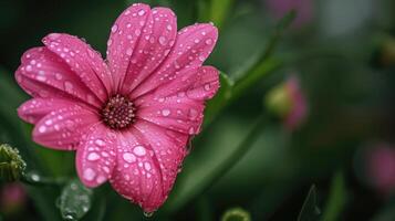 ai gerado ver uma adorável Rosa em forma de coração flor adornado com delicado pingos de chuva, uma da natureza romântico quadro. ai gerado. foto
