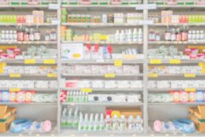 farmácia farmácia prateleiras interior desfocar fundo médico foto