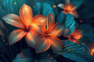 ai gerado Sombrio tropical folhas luminoso colorida cores foto