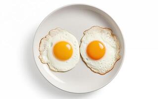 ai gerado café da manhã frito ovos isolado em branco fundo foto