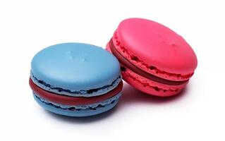 ai gerado macarons doce biscoitos isolado em branco fundo foto