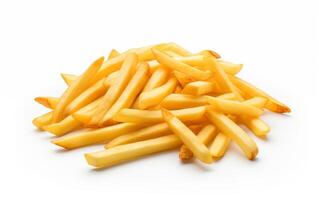 ai gerado francês fritas crocantes isolado em branco fundo foto