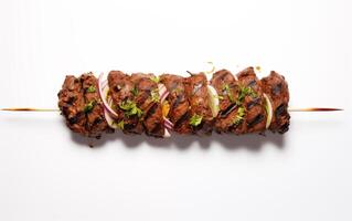 ai gerado saboroso frito grelhado Kebab isolado em branco fundo foto