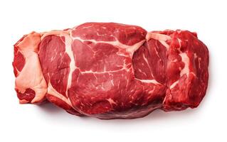 ai gerado carne vaca pronto com vegetal para cozinhando isolado em branco fundo foto