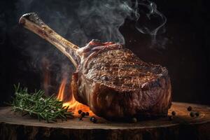 ai gerado churrasco grade tomahawk bife. gerar ai foto