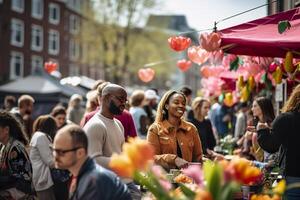 ai gerado Amsterdã famoso flor mercado foto