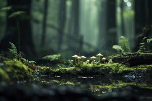 ai gerado cogumelos dentro a floresta de James Kennedy foto