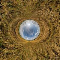 esfera do buraco azul pequeno planeta dentro da grama verde fundo redondo do quadro foto