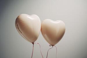 ai gerado dois branco hélio corações balões. gerar ai foto