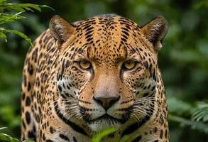 ai gerado uma majestoso jaguar dentro Está natural habitat foto