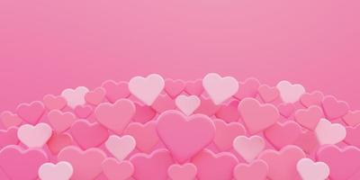 dia dos namorados, conceito de amor, fundo colorido sobreposição de forma de coração em 3D foto