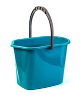 solteiro azul balde isolado em uma branco foto