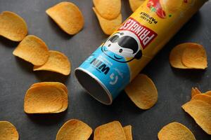 Kyiv, Ucrânia - 4 poderia, 2023 pringles tubo do salgadinhos com raro clássico páprica sabor foto