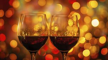 ai gerado dois óculos do vinho em bokeh fundo foto