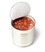 aberto lata com vermelho feijões. foto