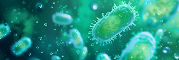ai gerado vívido verde micróbios, 3d imunologia visual foto