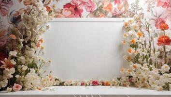 ai gerado floral fundo Projeto com em branco espaço foto